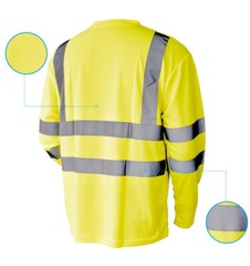 L&M Hi Vis T Shirt ANSI Class 3 Reflective Tape Safety Long Short Sleeve
