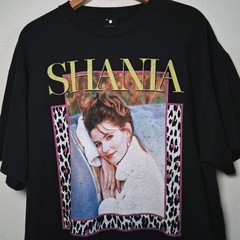 Shania Twain Shirt L/XL Black Graphic T Country Music Singer Cat Print