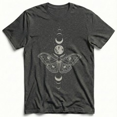 Moth Moon Phases Starfield T-Shirt Celestial Lunar Witchy Mystic Night Sky Tee