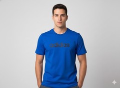 Adidas Mens Linear T-Shirt Team Royal Blue Cotton Graphic Logo Tee Size L NWT