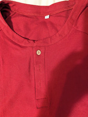 Evervibe Men’s Big & Tall Ribbed Henley Shirt – SS Raglan Tee 5X (Wine Red)