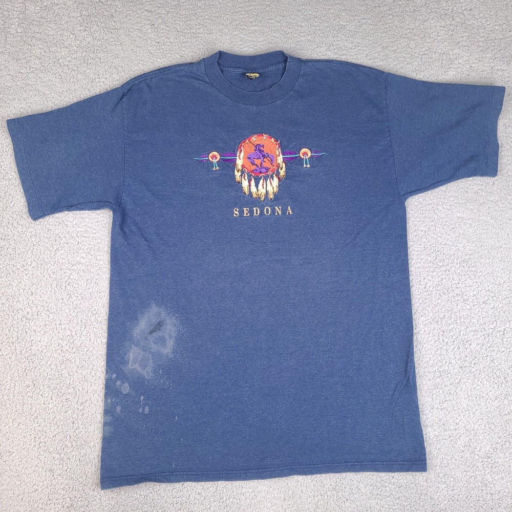 Vintage HL Miller Gold Shirt Mens XL Sedona Arizona Embroidered Single Stitch