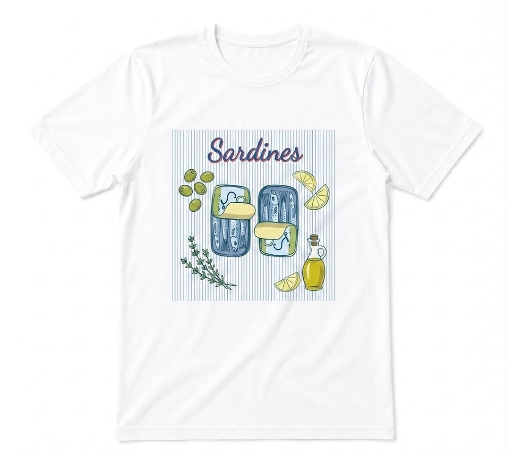 Sardines Tin Coastal Food White T-shirt