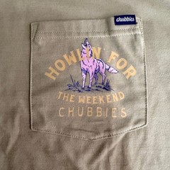 Chubbies Long Sleeve Pocket T Shirt Howlin for the Weekend Mens M Olive Green