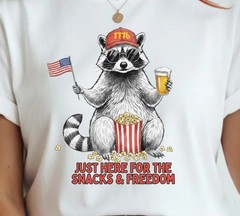 Patriotic Raccoon T-Shirt, Funny 4th of July Snacks Freedom Tee