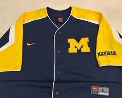 Vintage 2000s Nike University Michigan Ann Arbor Baseball Team Jersey, L XL NEW