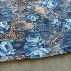 Men’s Blue Beige Floral V-Neck Short Sleeve Regular Fit T-Shirt