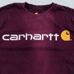Carhartt Spell Out T-Shirt Small Sun Faded Distressed Streetwear Burgandy