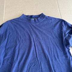 Gulf Traders Mens XL Navy Blue Mock Neck Long Sleeve 100% Cotton Shirt 90s
