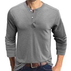 Zonbailon men’s simple Breathable T-shirt solid color bottomed Long Sleeve shirt