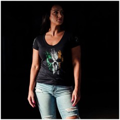 Grunt Style Women’s Irish Reaper V-Neck T-Shirt – Black
