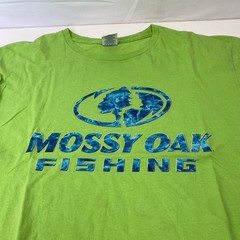 Mossy Oak Bright Green Blue Graphic Print Short Sleeve Crew Neck T Shirt