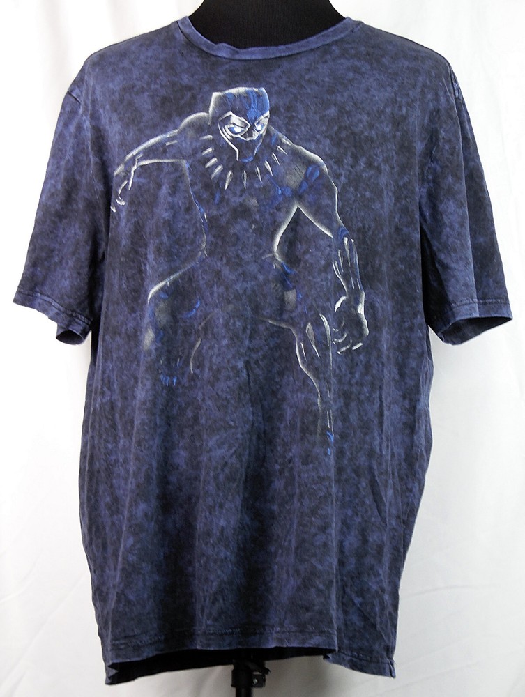Marvel Black Panther Black & Blue Crystal Wash Tie Dye S/S T-Shirt 2X 50/52
