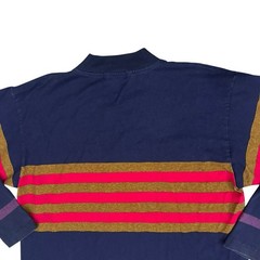 Vintage Americo Long Sleeve Mock Neck Shirt Me A Men’s L Navy Red Stripe 90s USA