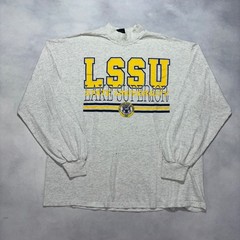 Vintage 90s Lake Superior State University LSSU Long Sleeve T-Shirt Gray XL USA