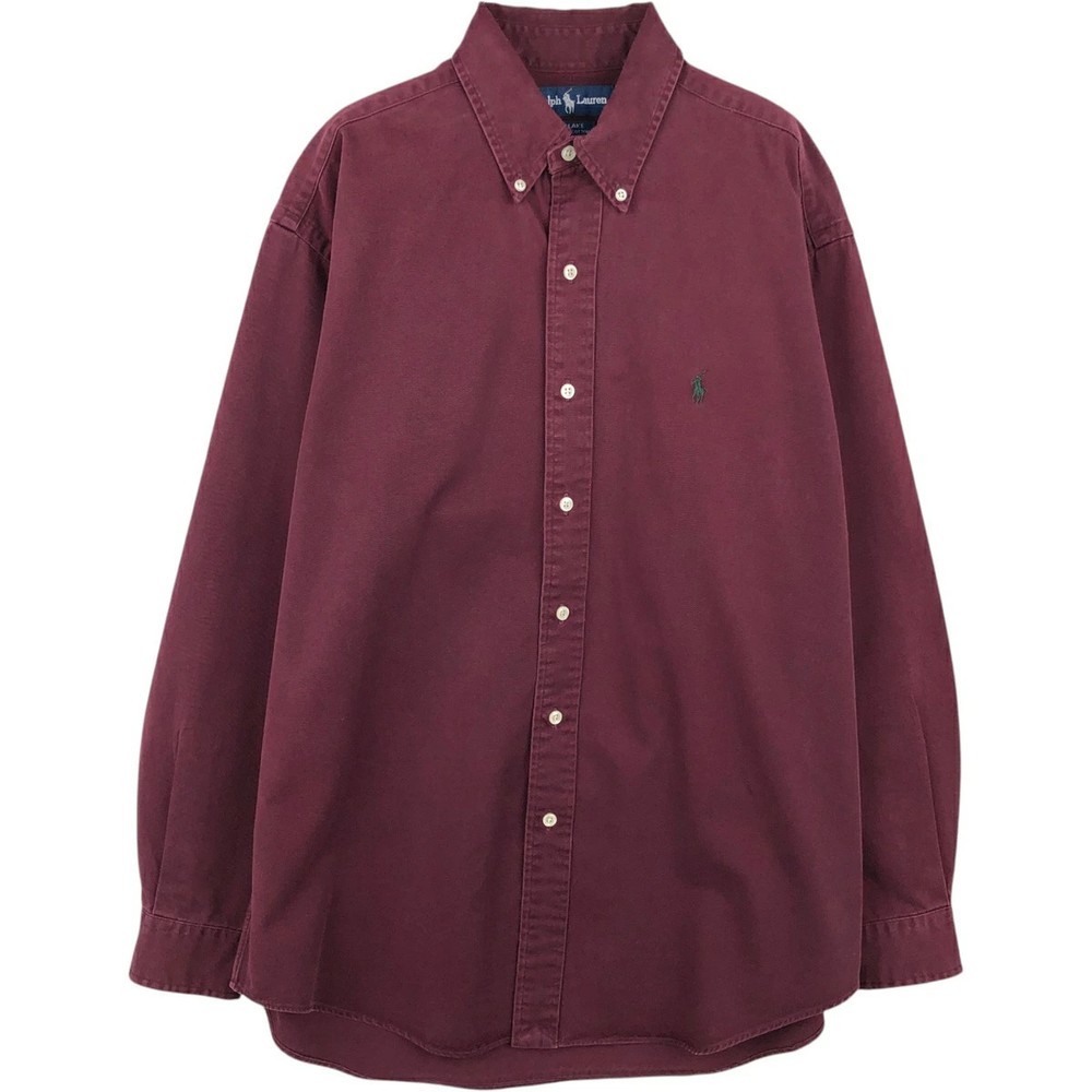 Ralph Lauren BLAKE Men’s Long Sleeve Button-Down Shirt Wine Red M Japan