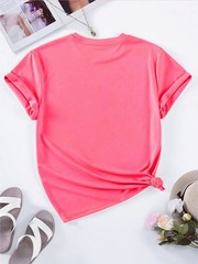 Valentine’s Day Women’s Casual Round Neck Short Sleeve T-Shirt Floral Print ❀