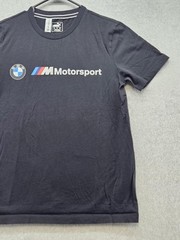 PUMA BMW Motorsport Shirt Mens Medium Black Graphic Racing Logo Cotton Jersey