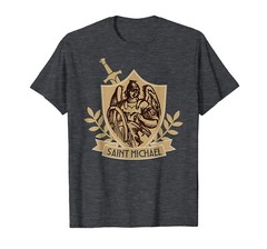 NEW! St. Saint Michael Catholic Shield MANY COLOR OPTIONS T-Shirt – MADE IN USA