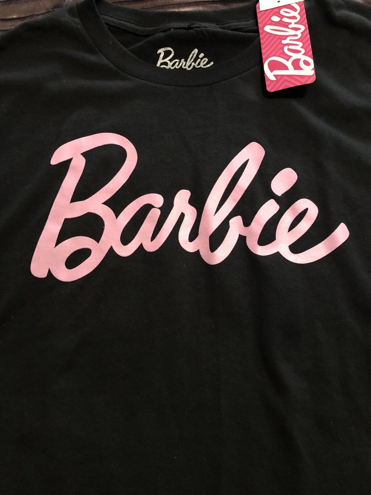 Barbie T-Shirt Men’s 3XL Black 100% Cotton Short Sleeve Crew Neck Straight Hem