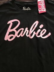 Barbie T-Shirt Men’s 3XL Black 100% Cotton Short Sleeve Crew Neck Straight Hem