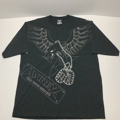 Vintage Avirex T-Shirt Y2k Eagle Dog Tag Black Oversized Tee Mens Size 3XL