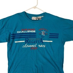 Vintage 1989 Pierre Cardin Regatta Graphic Race Blue T-Shirt Men’s L Made in USA