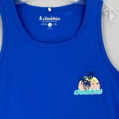 Chubbies Mens Tank Top Size Small Blue Ocean Wave Beach Graphic Sleeveless Tee