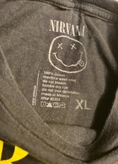 2022 Nirvana Smiley Reprint Shirt Black Graphi Print Crewneck Tee Mens XL