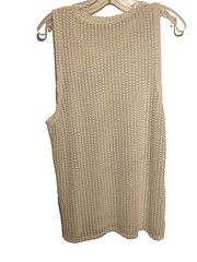 Jogal Mens White Sheer Striped Sleeveless Muscle Tank Top Size Small NWOT