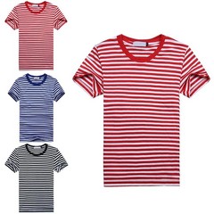 Blue And White Stripes Short Sleeved Tshirt For Men In Sports And Casual Style