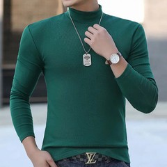 Fashion Men’s Oversize High Collar Long Sleeves Autumn Winter Pure Thermal Shirt