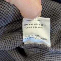 Pact Shirt Mens XL Gray Waffle Knit Long Sleeve Thermal Organic Cotton Crewneck