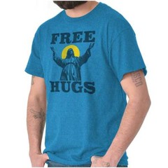 Free Hugs Jesus Christ Christian Religious Adult Short Sleeve Crewneck Tee