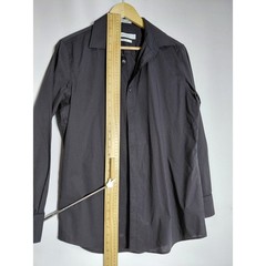 Calvin Klein Non Iron Button-Up Shirt Gray Solid Knit Long Sleeve Men Size S