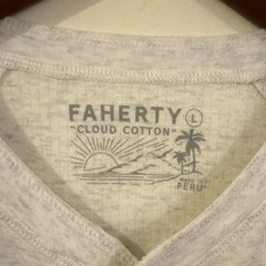 Faherty Cloud Cotton Men’s Henley Long Sleeve Knit T-Shirt White L Pima/Modal