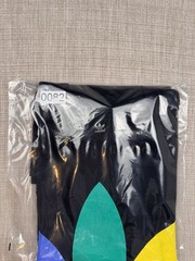 Adidas Originals T-Shirt Mens L Black Multicolor Trefoil Logo 100% Cotton
