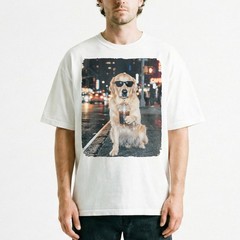 Golden Retriever Shades Cold Brew Neon Street Unisex T-Shirt Funny Dog Lover Tee
