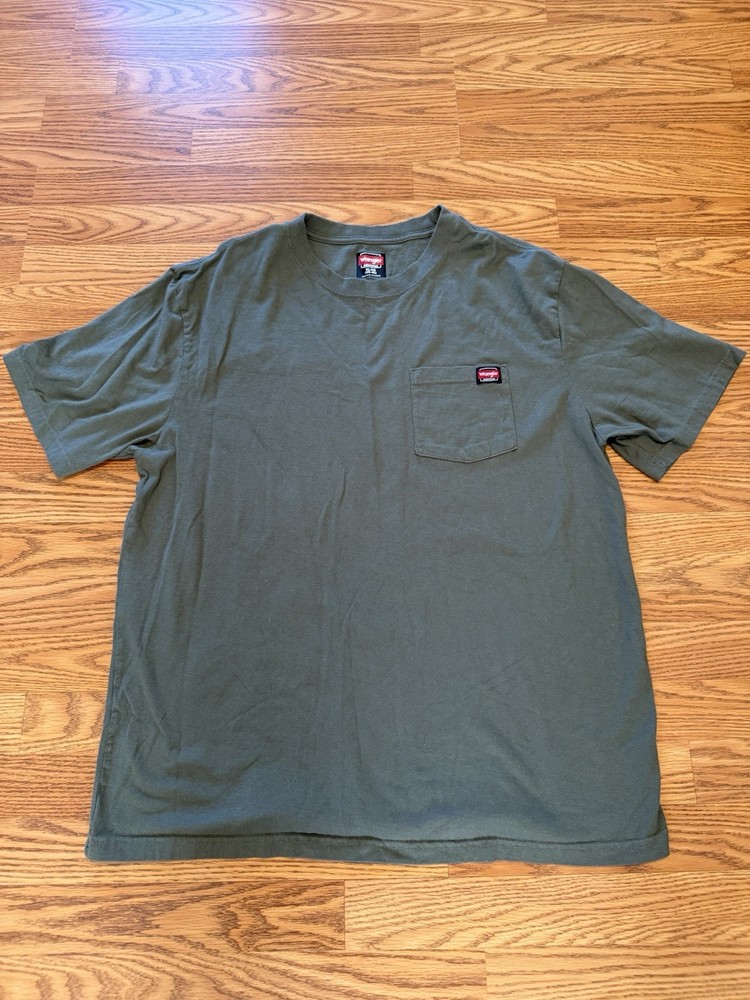Wrangler Workwear T Shirt Men’s XL Olive Green Short Sleeve Pocket Tee