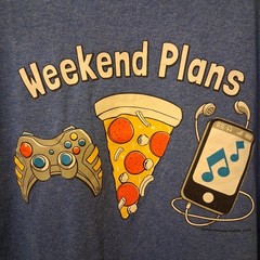 Dekta Graphic T-Shirt Weekend Plans Gaming Pizza & Music Youth M