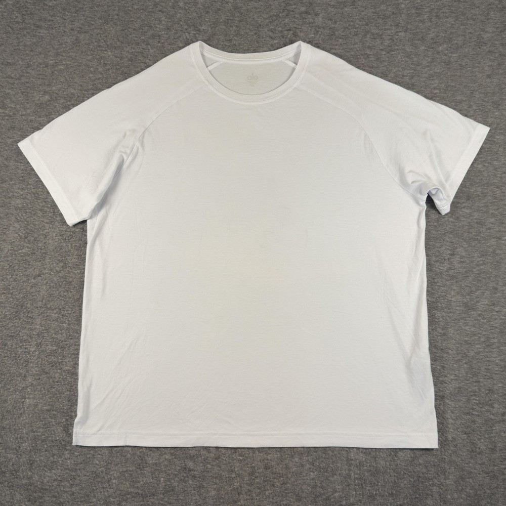 Alo Shirt Mens 2XL White Tagless Tri Blend Jersey Crewneck Tee T-Shirt Soft