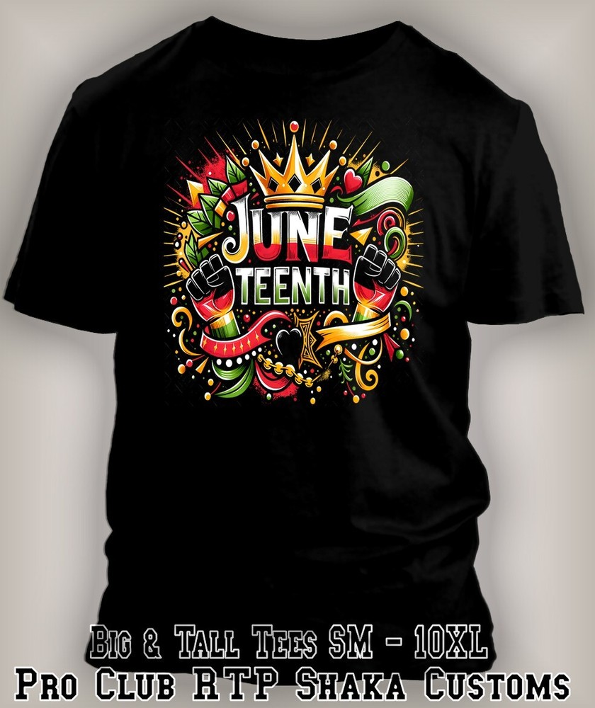 Mens 1865 Juneteenth Black History Tee Crown & Fist Glory Greystone 8XL Big
