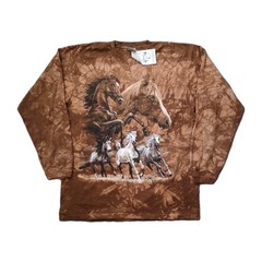 Vtg Back To Earth Nature Wear T Shirt Mens Large Brown Tie Dye Horses USA NWT