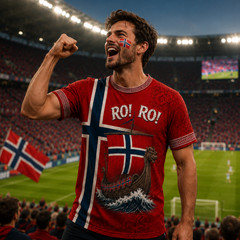 Mens Norway Ro Ro T-Shirt Viking Row Soccer Football Fan Norse Flag Shirt(S-5XL)