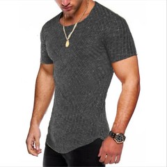 Men Casual Round Neck Top Training Muscle Fitness Active T-Shirt Slim Fit Tee