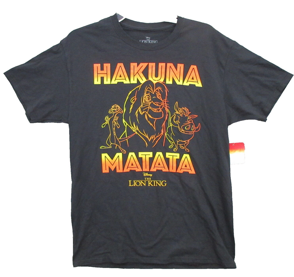 Disney Mens Shirt Medium The Lion King Hakuna Matata Black Tee 100% Cotton New