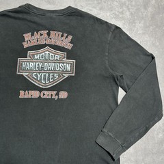 Vintage Harley Davidson Shirt Large Black Wolves Flames Y2K Rapid City