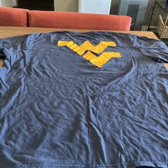 West Virginia University Adult T-Shirt Distressed Primary Logo, Navy, S-5XL