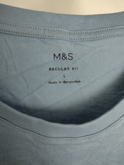 M&S Men’s Top Size L 3Pcs Bundle Blue Plain Tee & White Striped Sweat Top NEW