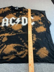 ASOS AC/DC T-Shirt Mens Small Black Brown Tie Dye Sleeveless Grunge Retro Rock